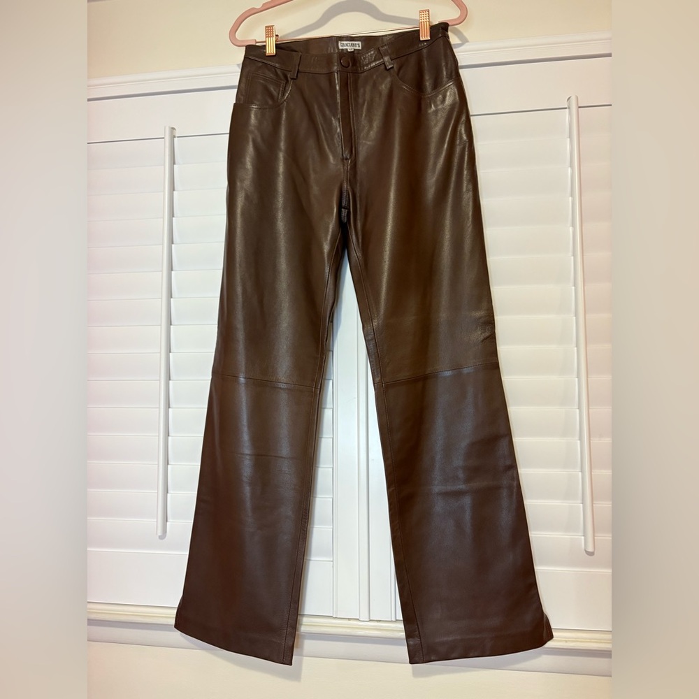 Brown Couture Italian Leather Pants